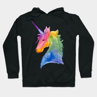 Watercolor Unicorn Rainbow Unicorn Illustration- Hoodie